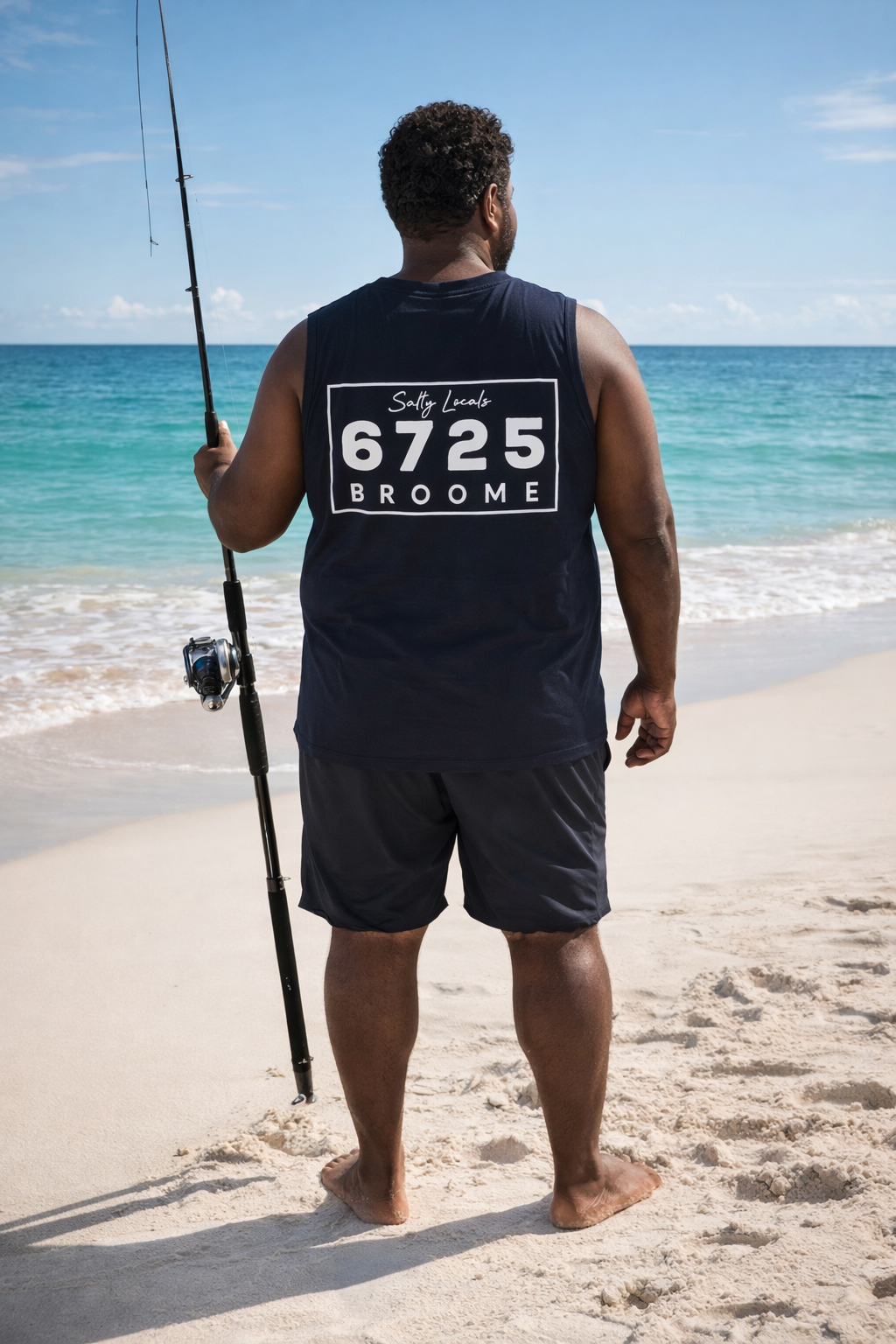 6725 Men's Tank Logo navy back view coastal tank shirt