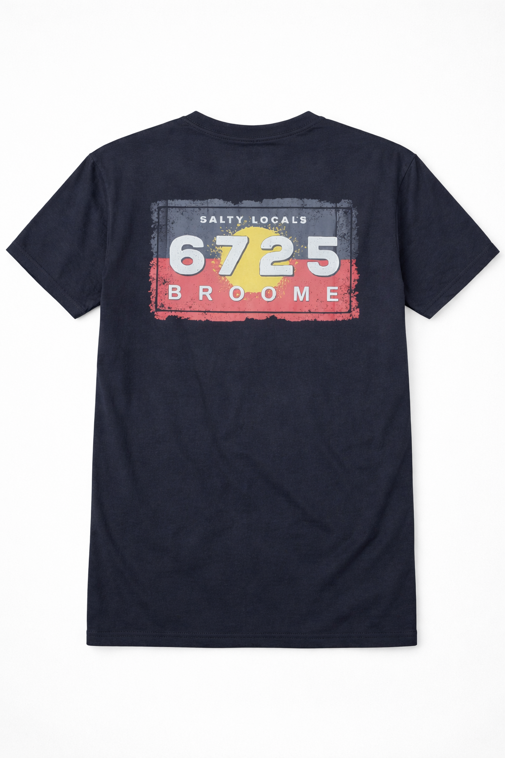 6725 Aboriginal Flag Tee Mens T-Shirt back graphic close up