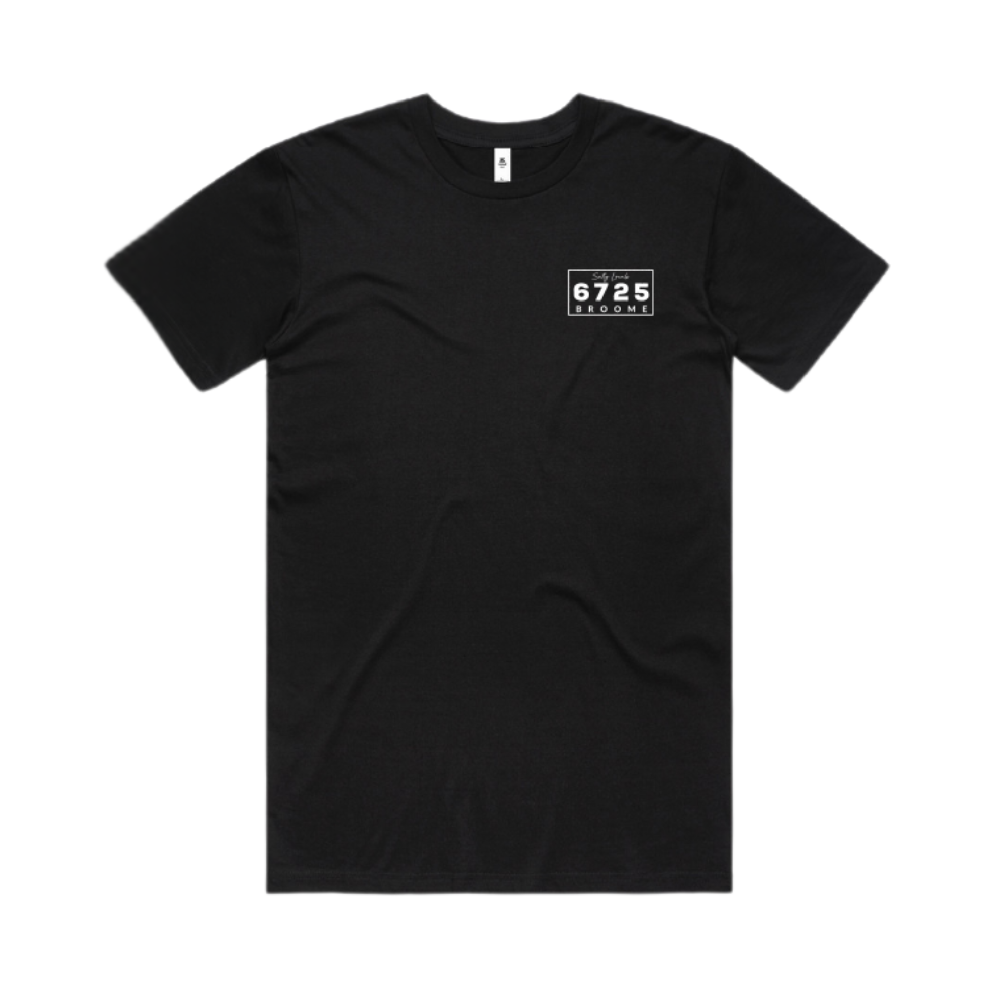 Men's "Salty Locals" Shark T-Shirt - Black | 6725 Broome shown in black, featuring a simple design on the front.