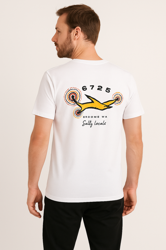 Shark White Tee Back view