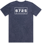 Men's Stonewash T-Shirt in blue with 6725 Broome design, perfect for a coastal lifestyle.