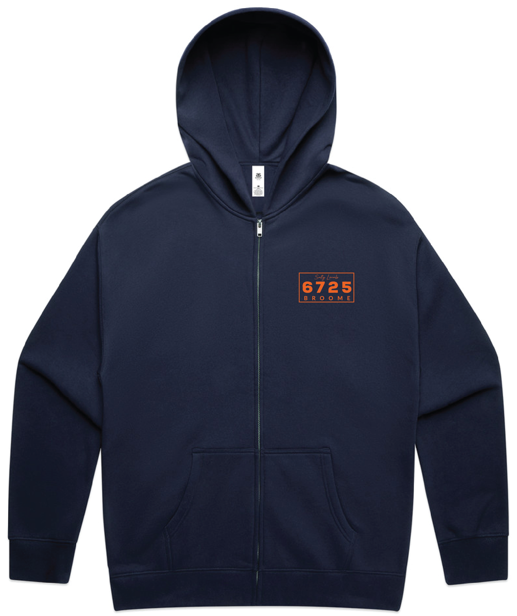 6725 Zip Up Men's Hooded Jacket chest logo broome design detail