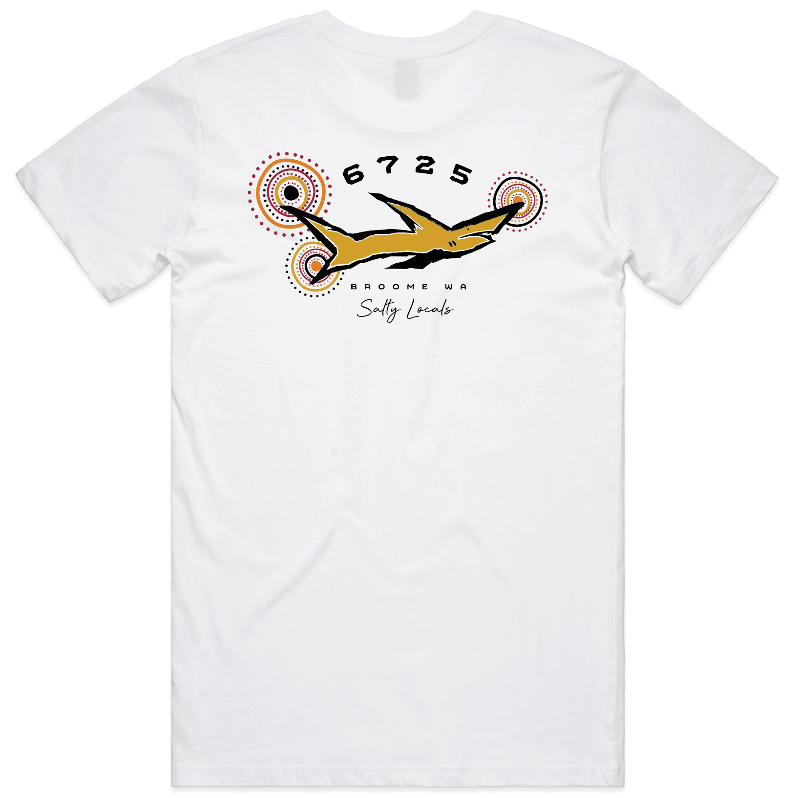 Men's Shark 3 Circles T-Shirt - White | 6725 Broome shark graphic detail