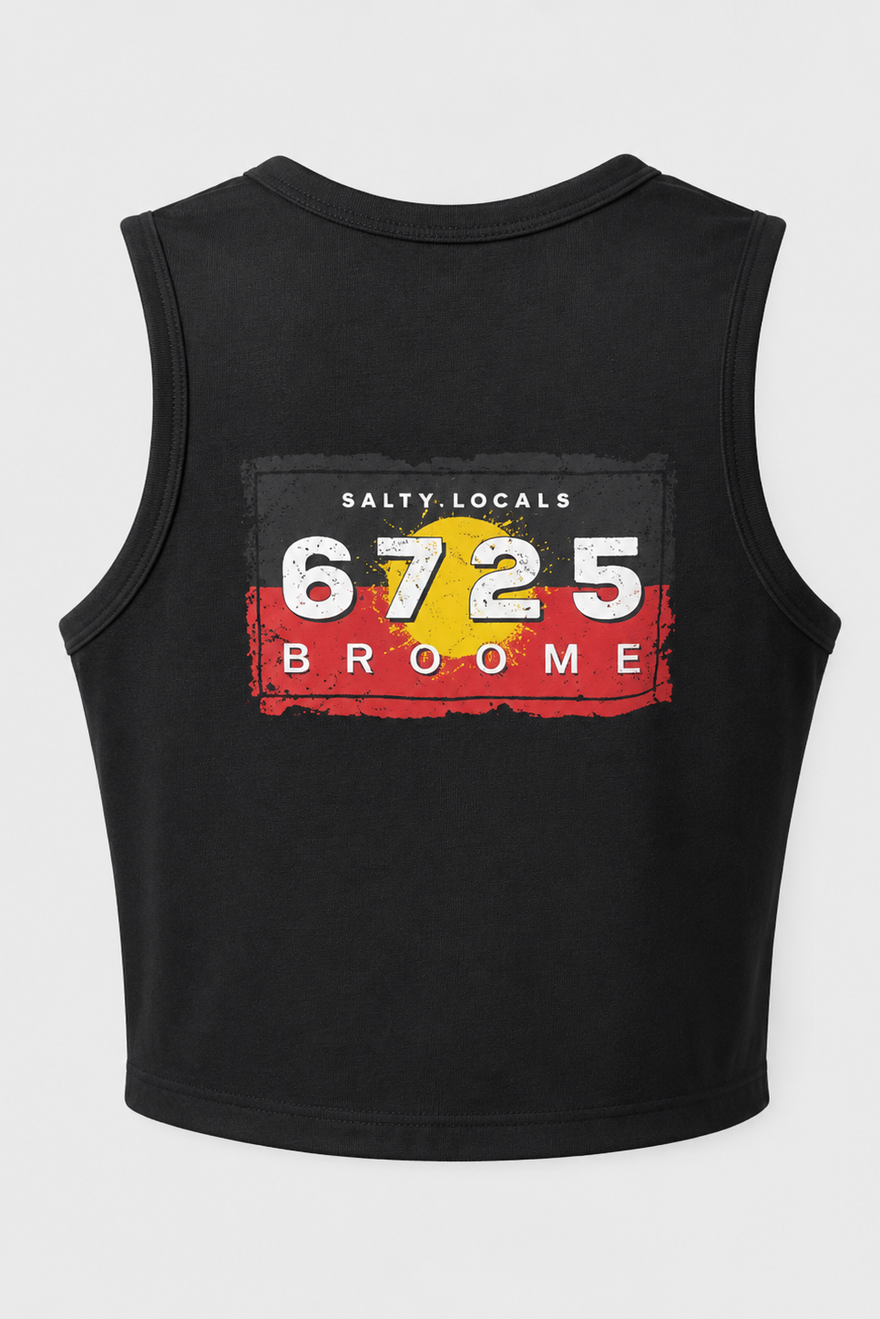 Salty Locals Women's Aboriginal Flag Crop Top - Black | 6725 Broome