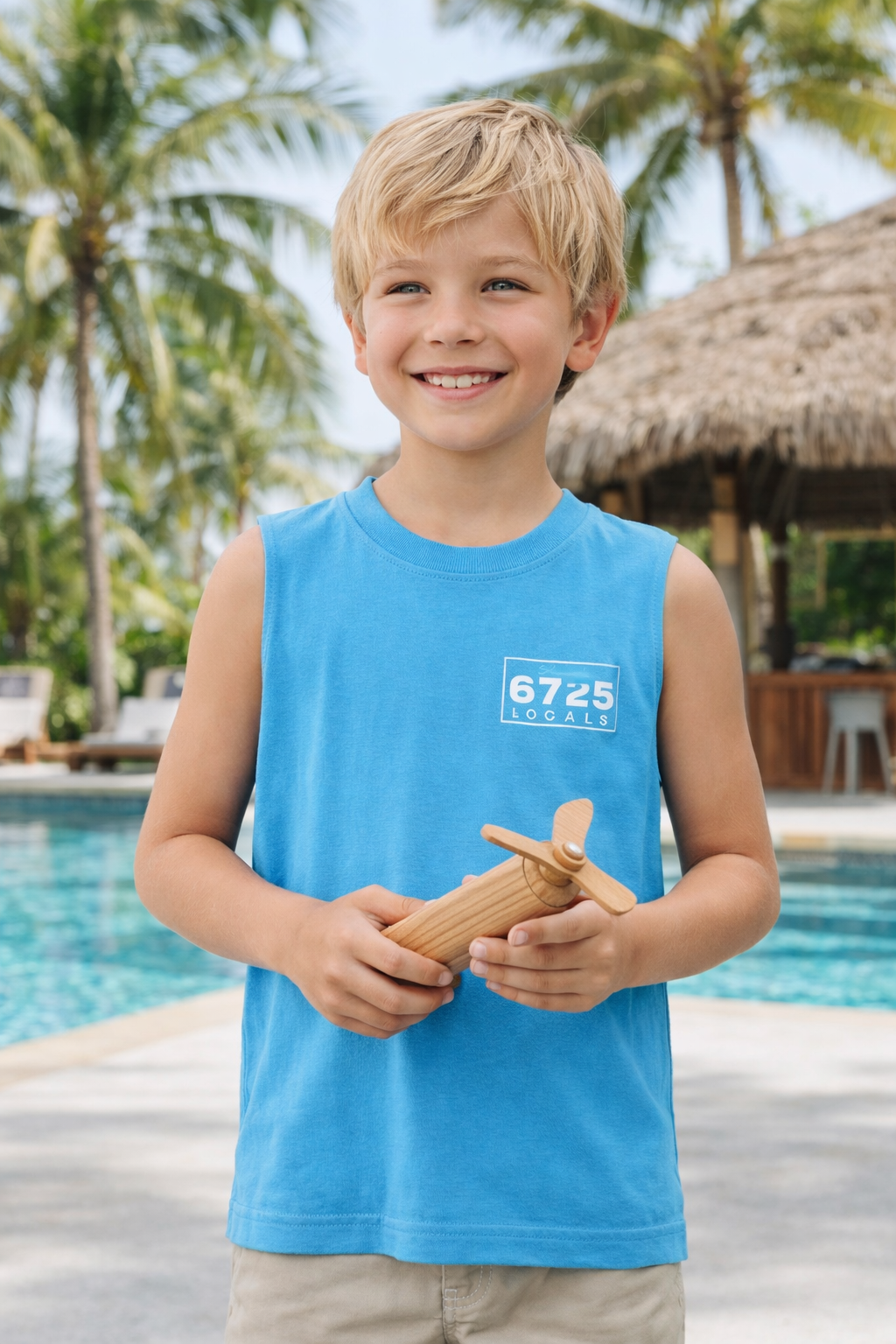 6725 Kids Sailfish Tank Top aqua front view chest logo