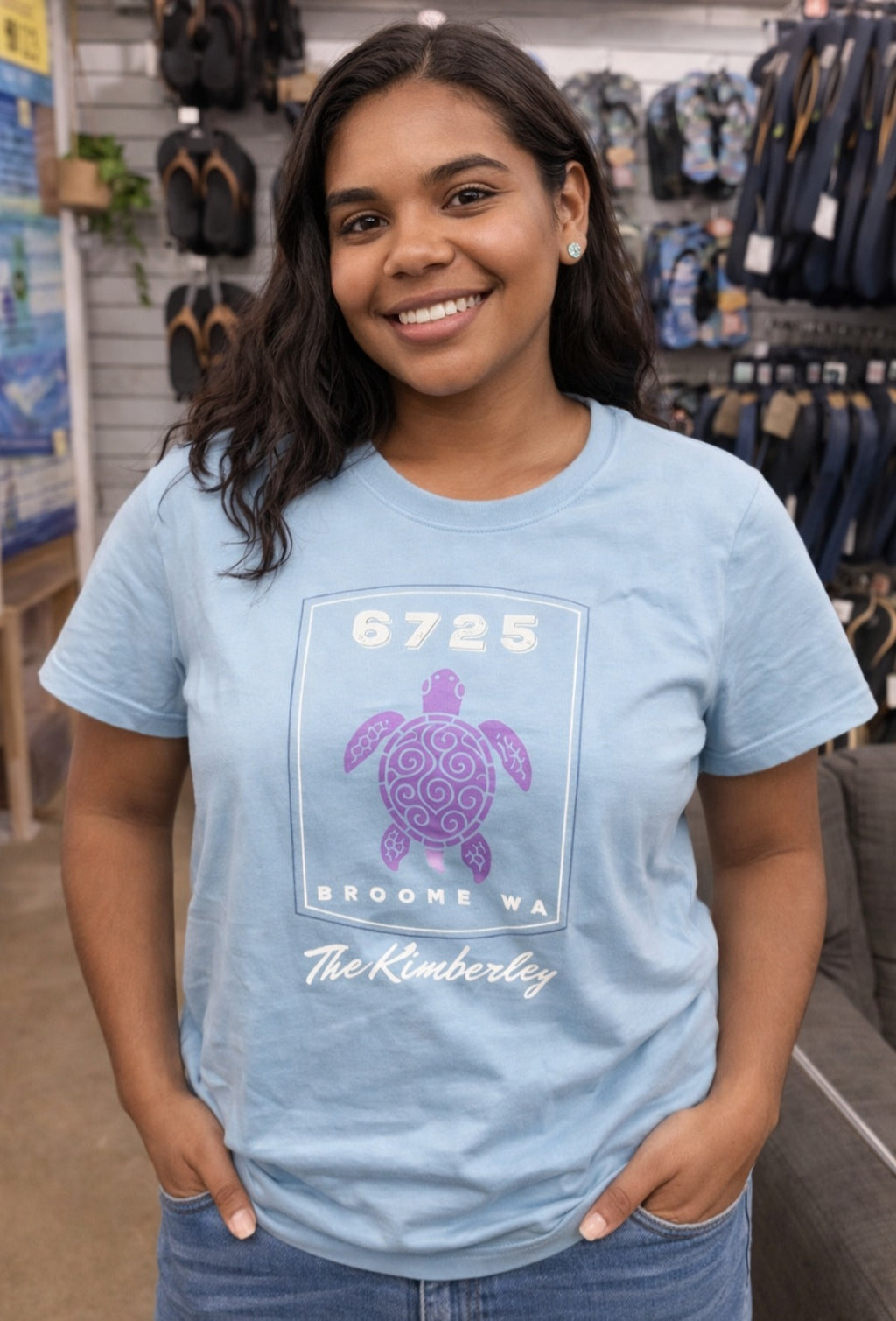 Women's "The Kimberley" Turtle T-Shirt - Light Blue | 6725 Broome