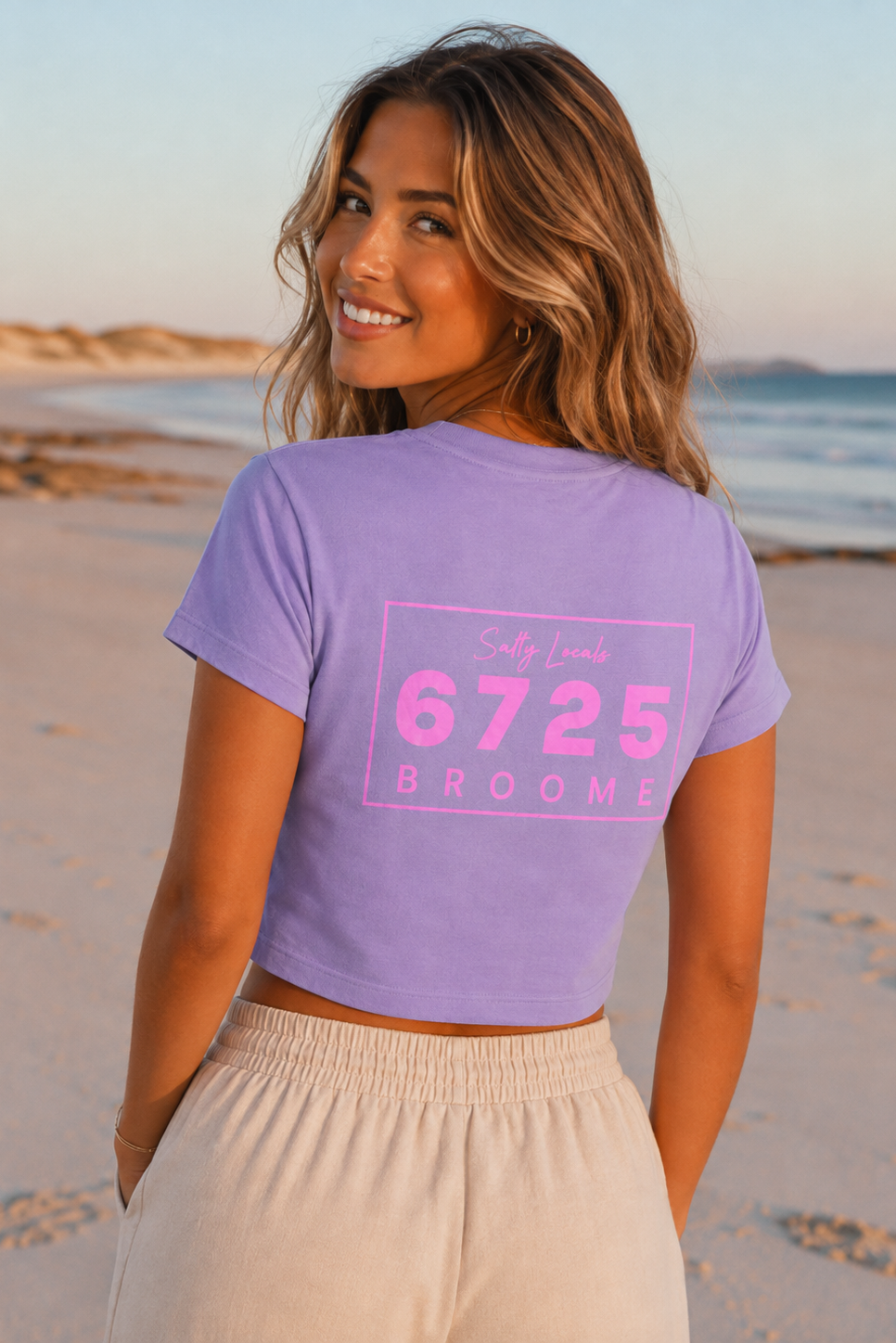 Women's 6725 Salty Locals Crop Tee – Lavender Purple