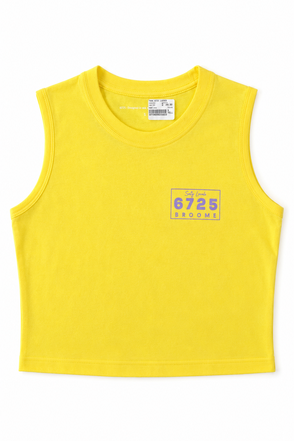 Women's 6725 Salty Locals Sleeveless Crop Top – Yellow